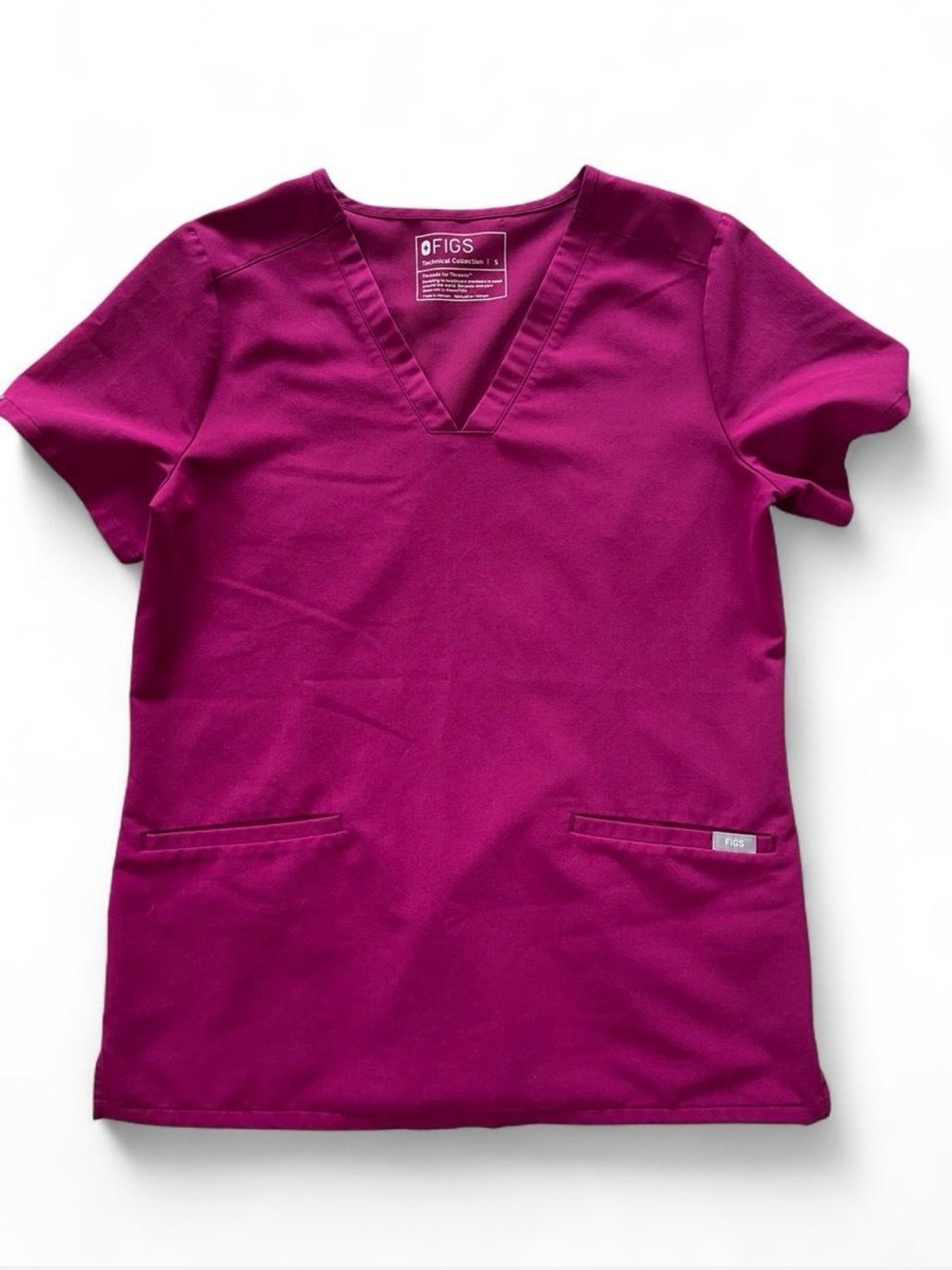 FIGS Technical Collection Berry V-Neck Scrub Top Size Small